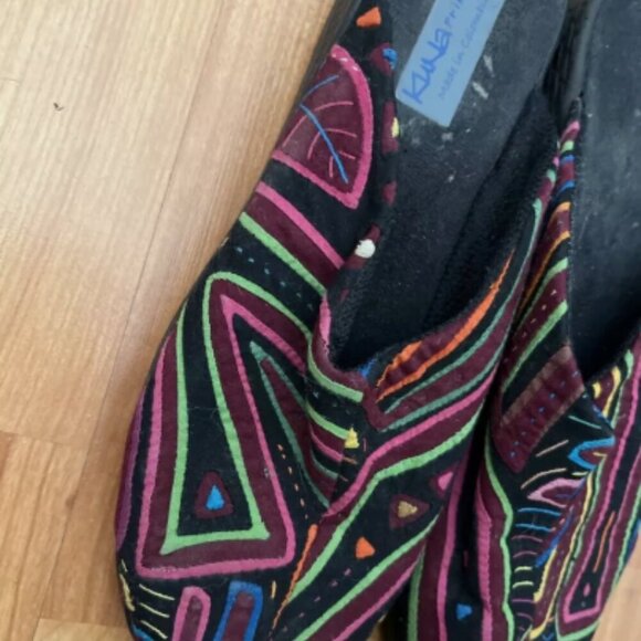 Kuna Mola Art Vegan Flat Slip Ons - Picture 2 of 7
